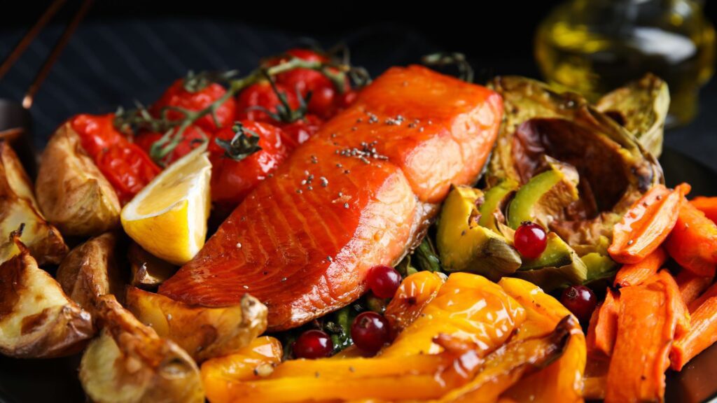 Grilled Salmon with Roasted Vegetables