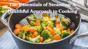 A steamer basket full of colorful vegetables emitting steam, symbolizing healthy cooking.