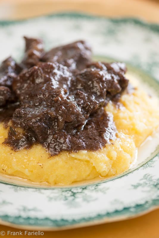 Aosta Valley Carbonade served with creamy polenta