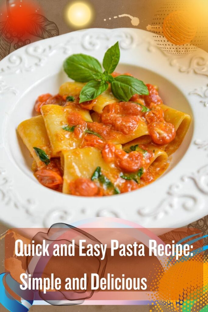 A plate of pasta with tomato sauce and basil garnish.