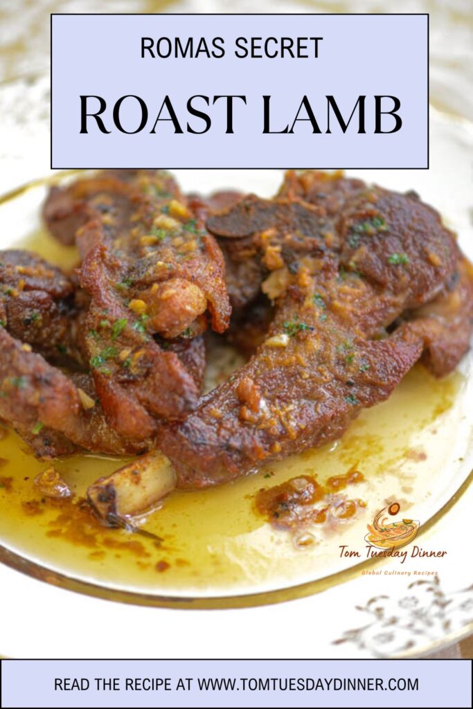 Juicy Roman Style Roast Lamb with traditional Italian seasoning on a plate.