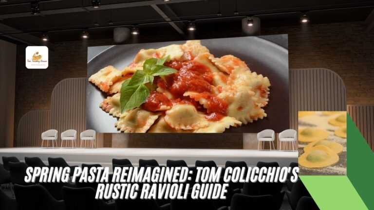 Tom Colicchio’s rustic ravioli recipe with fresh spring ingredients.